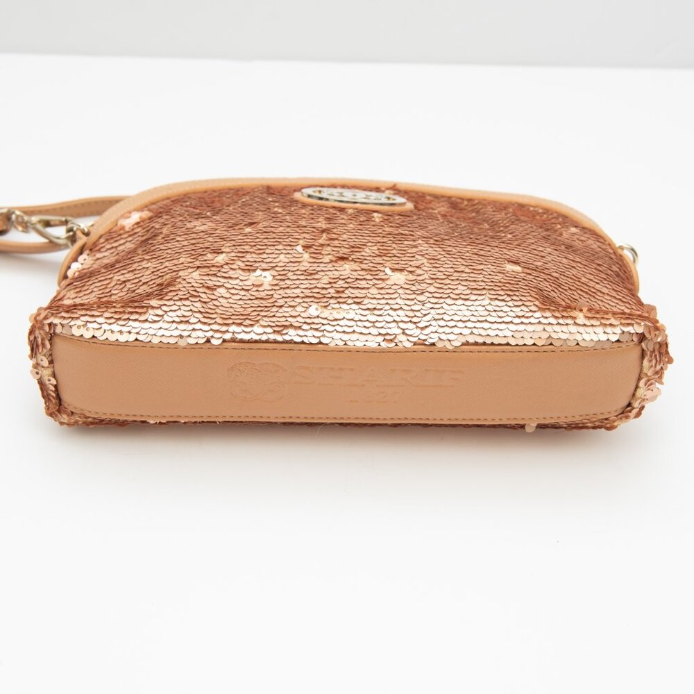 Sharif Sequin Crossbody Chain Faux Leather Strap Purse Clutch Metallic Gold - Picture 3 of 11